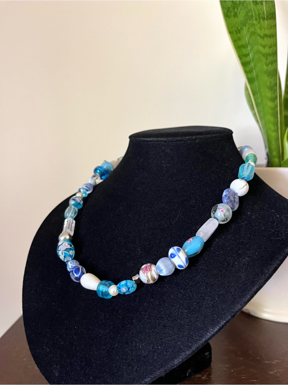 Ocean Blues Mixed Glass Beaded Necklace